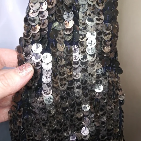 Free People Sexy Navy & Silver Sequinned Plunging Neckline Romper - Picture 2 of 10